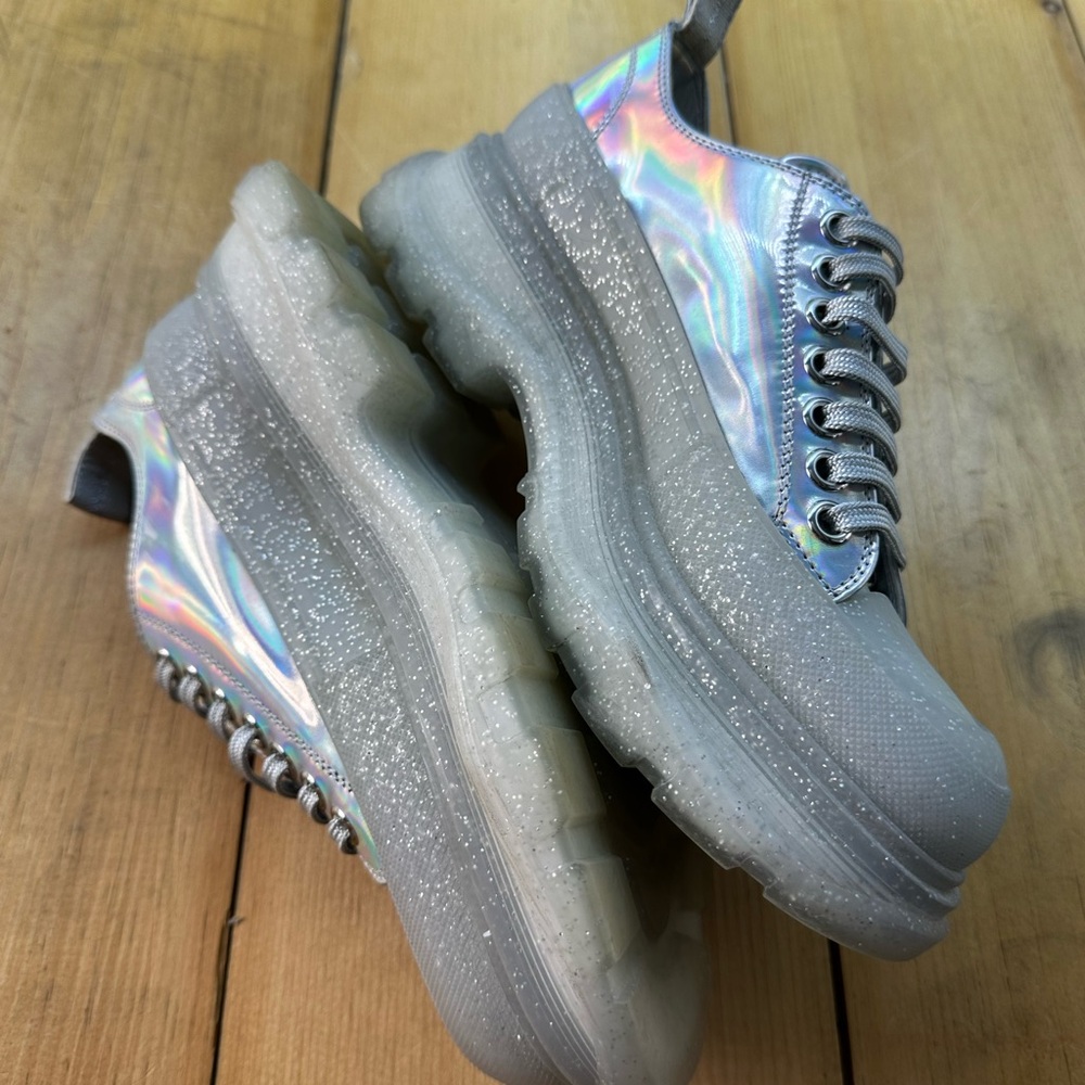 Alexander McQueen Tread Slick Iridescent Sparkle Translucent Sneaker Boots 38 - Picture 4 of 11